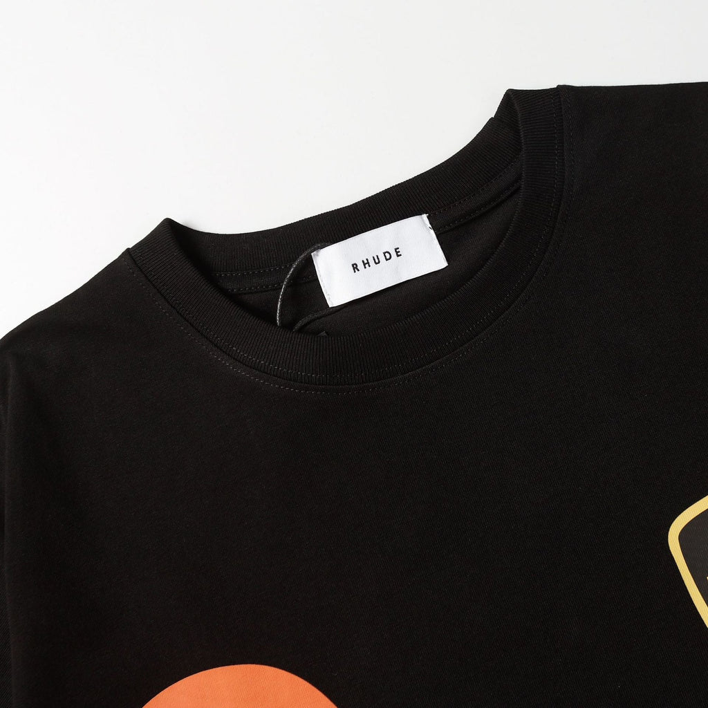 Rhude T-shirt Striped Sunset Snow Mountain Print Short Sleeve T-shirt