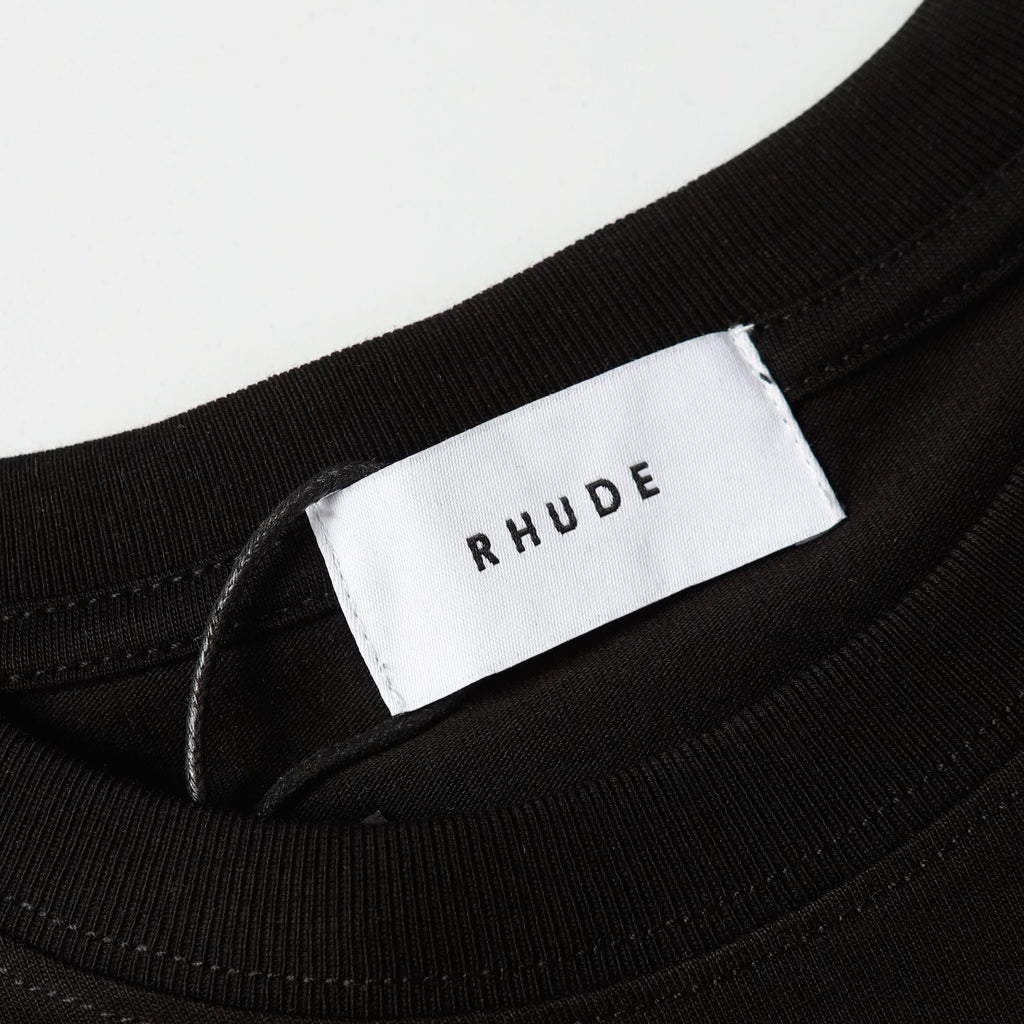 Rhude T-shirt Striped Sunset Snow Mountain Print Short Sleeve T-shirt