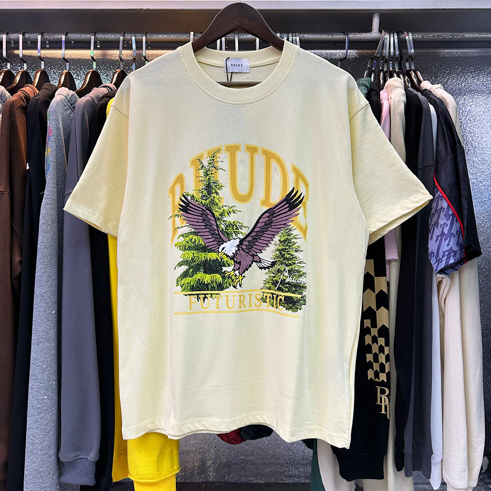 Rhude T-shirts Pandora Eagle Print Cotton Short Sleeve Men and Women